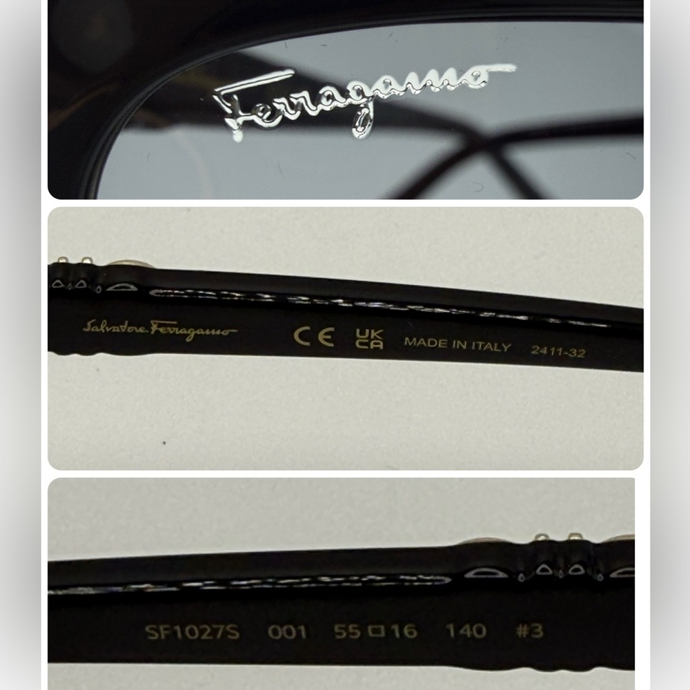 Ferragamo Grey Gradient Rectangular Sunglasses NWT - image 8